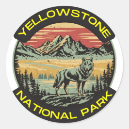  Yellowstone National Park wolfbergen Ronde Sticker