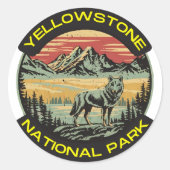  Yellowstone National Park wolfbergen Ronde Sticker (Voorkant)