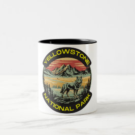 Yellowstone National Park wolfbergen Tweekleurige Koffiemok