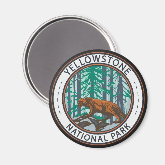 Yellowstone National Park Wolverine Circle Magneet (Voorkant / Achterkant)