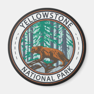 Yellowstone National Park Wolverine Circle Magneet