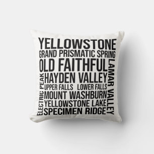 Yellowstone National Park Word Art Typografie Kussen