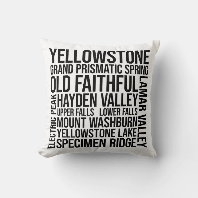 Yellowstone National Park Word Art Typografie Kussen (Voorkant)