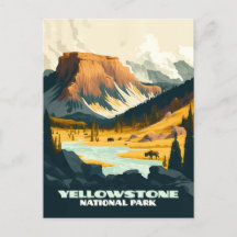 Yellowstone National Park Wyoming Mountains Retro