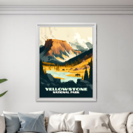 Yellowstone National Park Wyoming Mountains Retro Poster