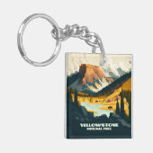 Yellowstone National Park Wyoming Mountains Retro Sleutelhanger (Voorkant Links)