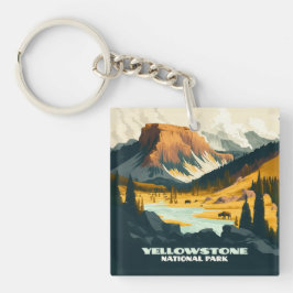 Yellowstone National Park Wyoming Mountains Retro Sleutelhanger