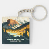 Yellowstone National Park Wyoming Mountains Retro Sleutelhanger (Achterkant)