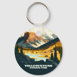 Yellowstone National Park Wyoming Mountains Retro Sleutelhanger