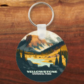 Yellowstone National Park Wyoming Mountains Retro Sleutelhanger (Achterkant)