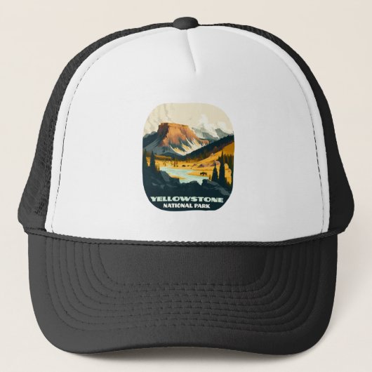 Yellowstone National Park Wyoming Mountains Retro Trucker Pet (Voorkant)