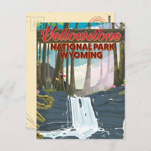 Yellowstone National Park, Wyoming-reisposter Briefkaart (Voorkant / Achterkant)