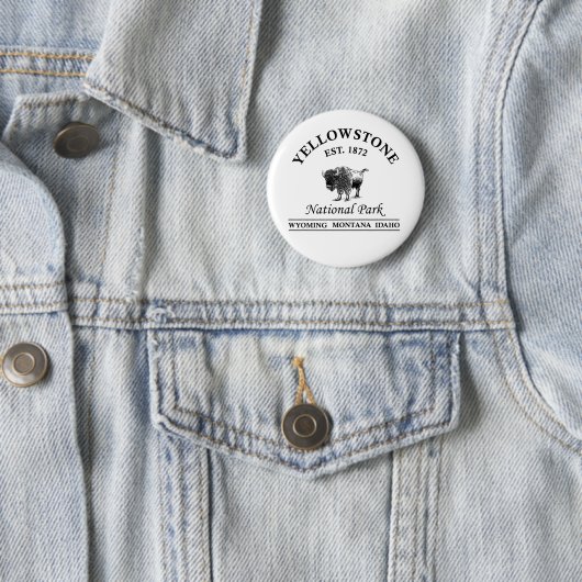 Yellowstone National Park Wyoming Ronde Button 5,7 Cm (In situ)