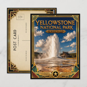 Yellowstone National Park Wyoming Vintage Art Deco Briefkaart