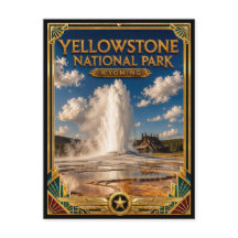 Yellowstone National Park Wyoming Vintage Art Deco