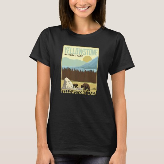 Yellowstone National Park Yellowstone Lake & Bears T-shirt (Voorkant)