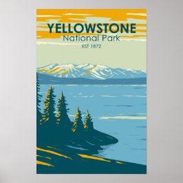 Yellowstone National Park Yellowstone Lake Retro Poster