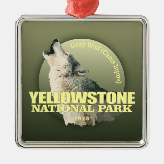 Yellowstone NP (grijze wolf) WT Metalen Ornament (Voorkant)