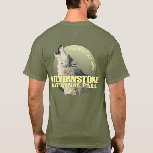 Yellowstone NP (grijze wolf) WT T-shirt (Achterkant)