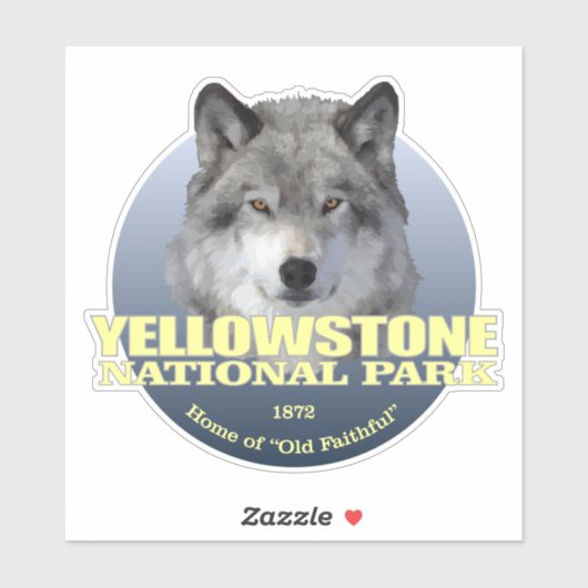 Yellowstone NP (Wolf) 2 WT Sticker (Vel)