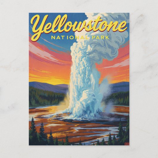 Yellowstone Old Faithful Geiser Kunst Briefkaart (Voorkant)