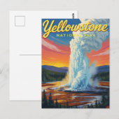 Yellowstone Old Faithful Geyser Art Briefkaart (Voorkant / Achterkant)