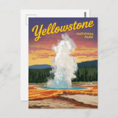 Yellowstone Old Faithful Geyser Briefkaart (Voorkant / Achterkant)