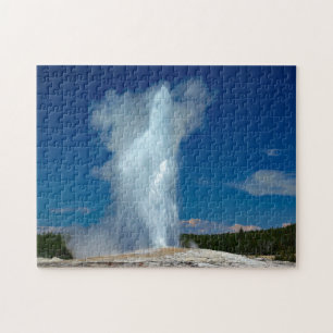 Yellowstone Old Faithful Landscape Foto Legpuzzel