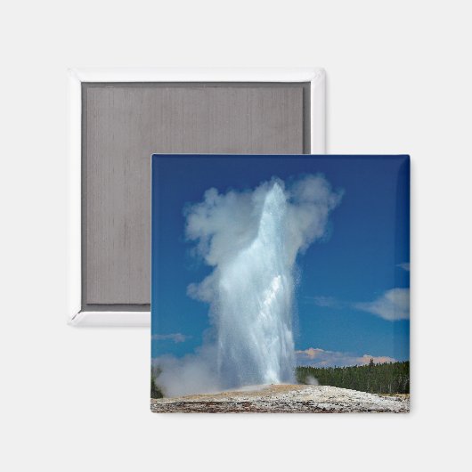 Yellowstone Old Faithful Landscape Foto Magneet (Voorkant / Achterkant)