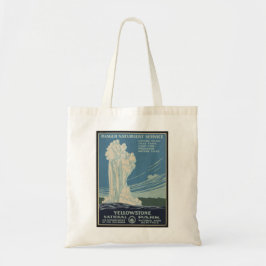 Yellowstone Old Faithful Park Oude Poster Tote Bag