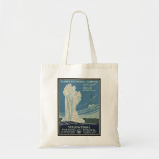 Yellowstone Old Faithful Park Oude Poster Tote Bag