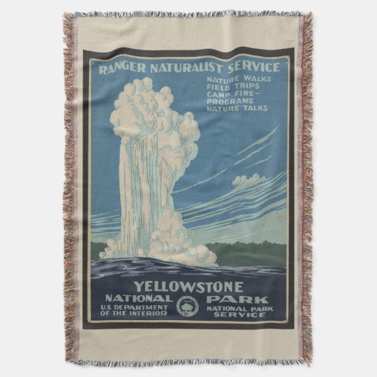 Yellowstone Old Faithful Park Vintage Poster Deken (Voorkant Verticaal)