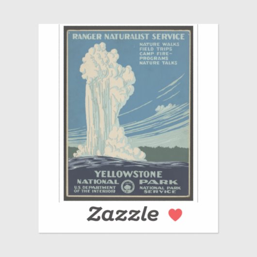Yellowstone Old Faithful Park Vintage Poster Sticker (Vel)