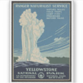 Yellowstone Old Faithful Park Vintage Poster Sticker (Voorkant)