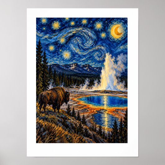 Yellowstone Onder de Sterren Poster (Voorkant)