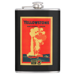 Yellowstone, oud getrouw Adverteren Poster Heupfles