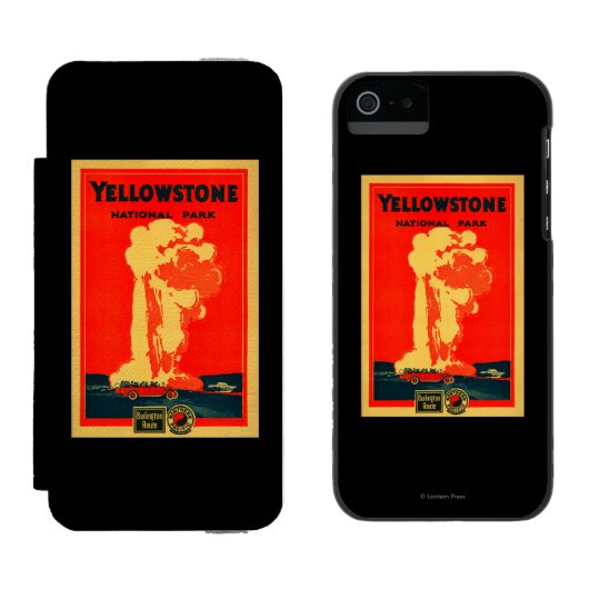 Yellowstone, oud getrouw Adverteren Poster Incipio iPhone Portemonnee Hoesje (Naast elkaar)