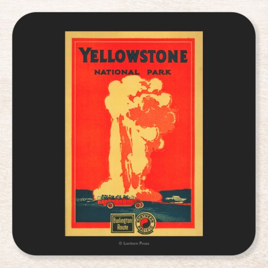 Yellowstone, oud getrouw Adverteren Poster Kartonnen Onderzetters (Voorkant)