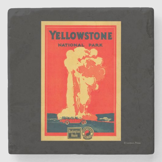 Yellowstone, oud getrouw Adverteren Poster Stenen Onderzetter (Voorkant)
