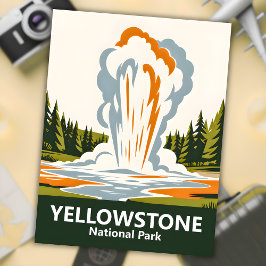 Yellowstone Oude Trouwe Eenvoudige Rechte Retro Cu Briefkaart