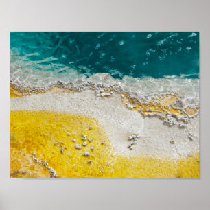 Yellowstone Park Abstract in Blauwgroen en geel Poster