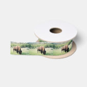 Yellowstone Park Bison Satijnen Lint (Spoel)