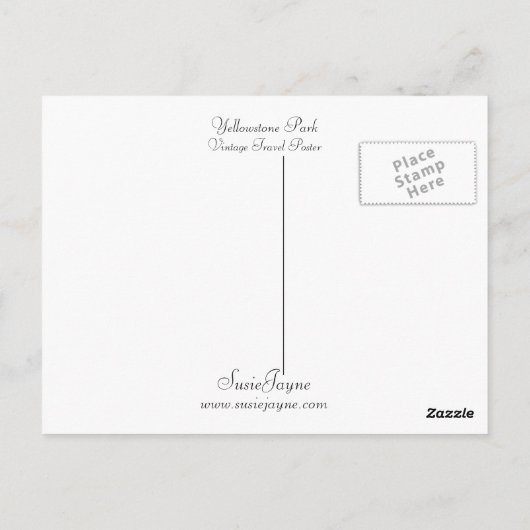 Yellowstone Park Briefkaart (Achterkant)