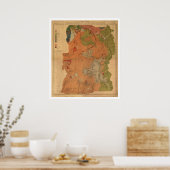 Yellowstone Park Map 1878 Poster (Keuken)