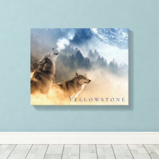 Yellowstone Park Wolven Canvas Art (Insitu (Houten vloer))