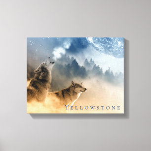 Yellowstone Park Wolven Canvas Art Afdruk