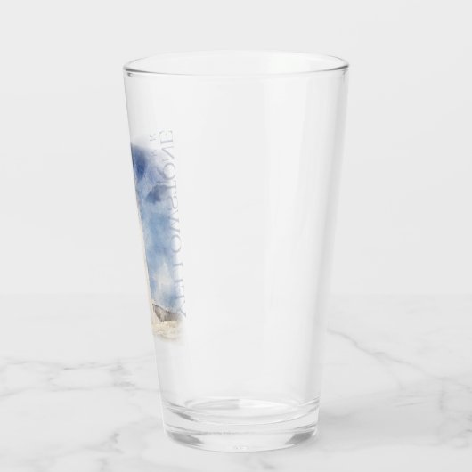 Yellowstone pint glas, oude trouwe tuimelaar glas (Links)