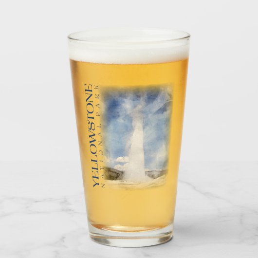 Yellowstone pint glas, oude trouwe tuimelaar glas (Voorkant gevuld)