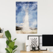 Yellowstone Poster, Old Faithful Geyser Print (Thuiskantoor)