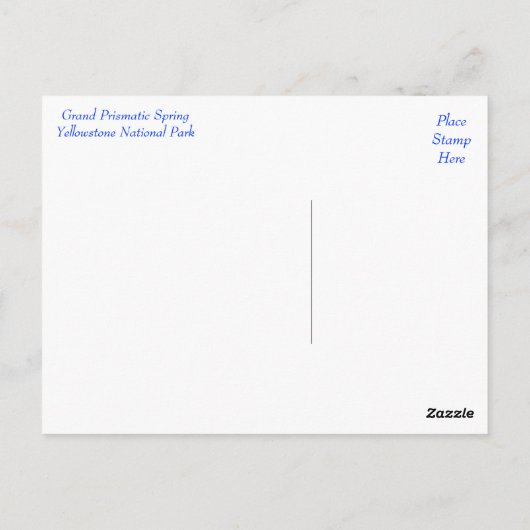 Yellowstone Prismatic Spring Wyoming Post Card Briefkaart (Achterkant)